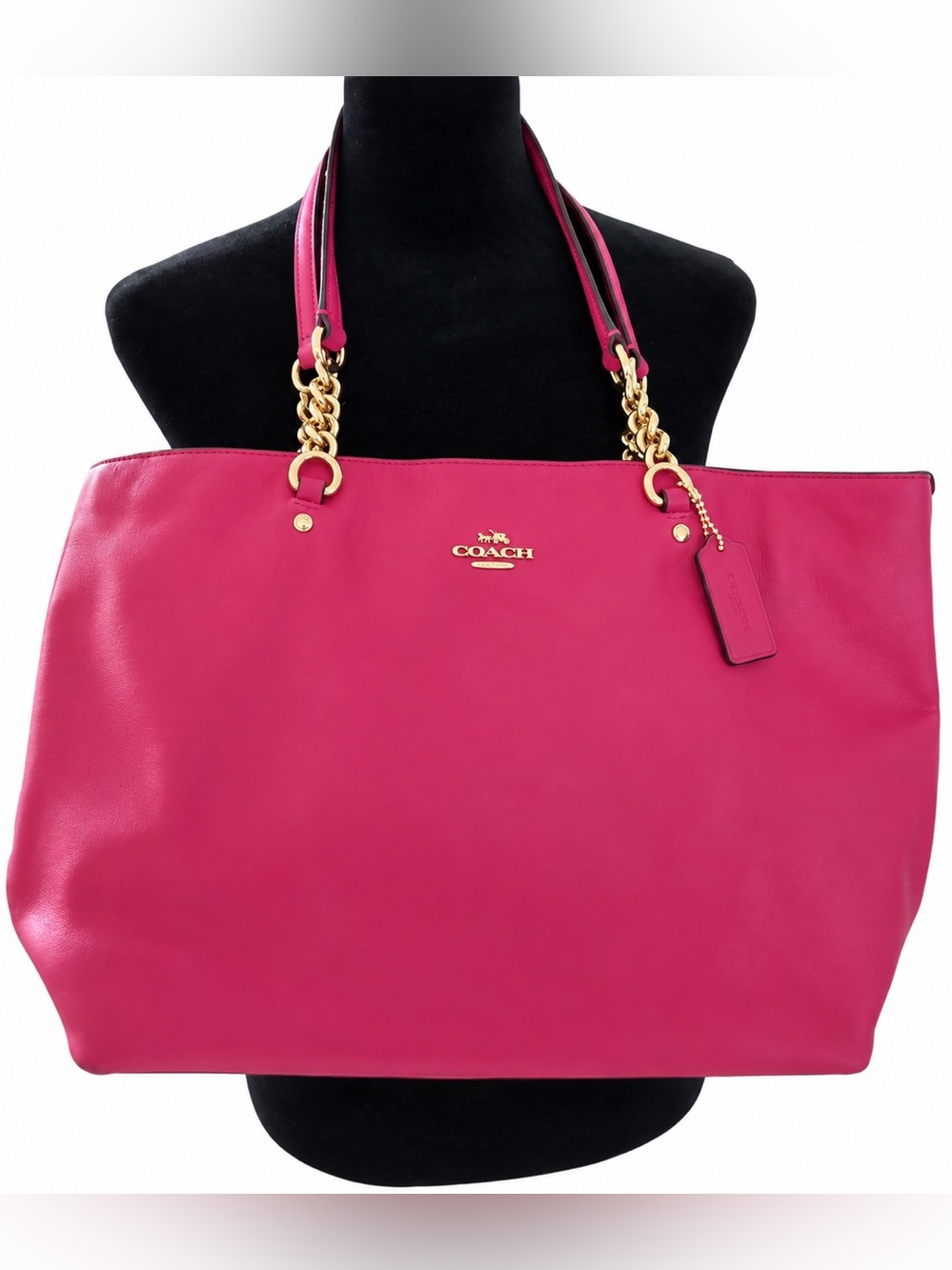 COACH 2016 Sophia Pink Pebble Leather Zip Up Tote Bag